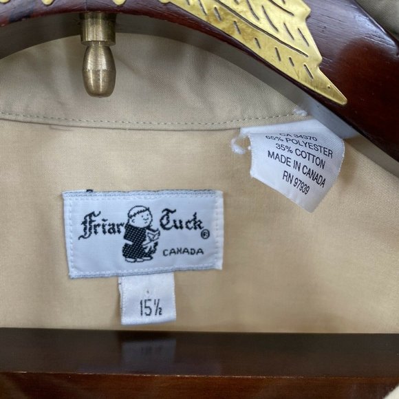 Friar Tuck Men's Priest Collar Button Front Shirt Tan Short Sleeve 15.5 - Picture 4 of 6